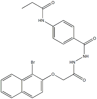 N-{4-[(2-{2-[(1-bromo-2-naphthyl)oxy]acetyl}hydrazino)carbonyl]phenyl}propanamide Struktur