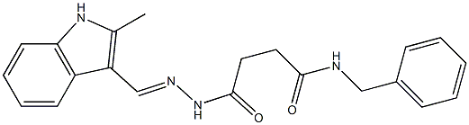 N-benzyl-4-{2-[(E)-(2-methyl-1H-indol-3-yl)methylidene]hydrazino}-4-oxobutanamide,,结构式