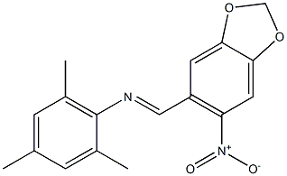 2,4,6-trimethyl-N-[(E)-(6-nitro-1,3-benzodioxol-5-yl)methylidene]aniline Structure