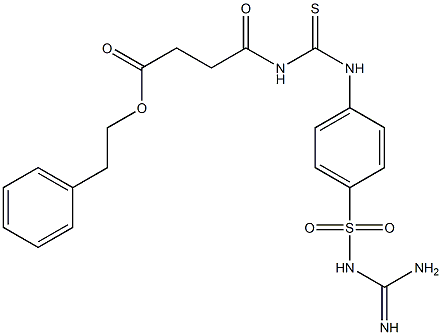 phenethyl 4-({[4-({[amino(imino)methyl]amino}sulfonyl)anilino]carbothioyl}amino)-4-oxobutanoate Structure