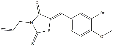 3-allyl-5-[(Z)-(3-bromo-4-methoxyphenyl)methylidene]-2-thioxo-1,3-thiazolan-4-one,,结构式