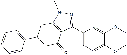 3-(3,4-dimethoxyphenyl)-1-methyl-6-phenyl-1,5,6,7-tetrahydro-4H-indazol-4-one Structure