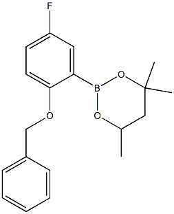 2-(2-Benzyloxy-5-fluorophenyl)-4,4,6-trimethyl-1,3,2-dioxaborinane 化学構造式