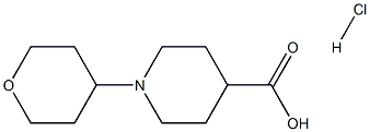 1-(tetrahydro-2H-pyran-4-yl)piperidine-4-carboxylic acid hydrochloride 化学構造式