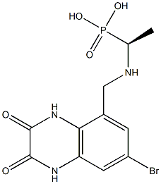 [(1S)-1-[[(7-Bromo-1,2,3,4-tetrahydro-2,3-dioxo-5-quinoxalinyl)methyl]amino]ethyl]phosphonic acid,,结构式
