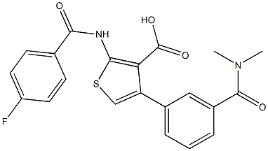 4-(3-Dimethylcarbamoyl-phenyl)-2-(4-fluoro-benzoylamino)-thiophene-3-carboxylic acid Structure