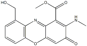 2-(Methylamino)-9-(hydroxymethyl)-3-oxo-3H-phenoxazine-1-carboxylic acid methyl ester Struktur