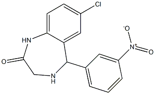 1,3,4,5-Tetrahydro-7-chloro-5-(3-nitrophenyl)-2H-1,4-benzodiazepin-2-one Structure