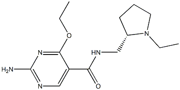 (-)-2-Amino-4-ethoxy-N-[[(2S)-1-ethyl-2-pyrrolidinyl]methyl]-5-pyrimidinecarboxamide 结构式