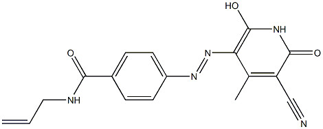 5-[p-(N-Allylcarbamoyl)phenylazo]-3-cyano-6-hydroxy-4-methylpyridin-2(1H)-one Struktur
