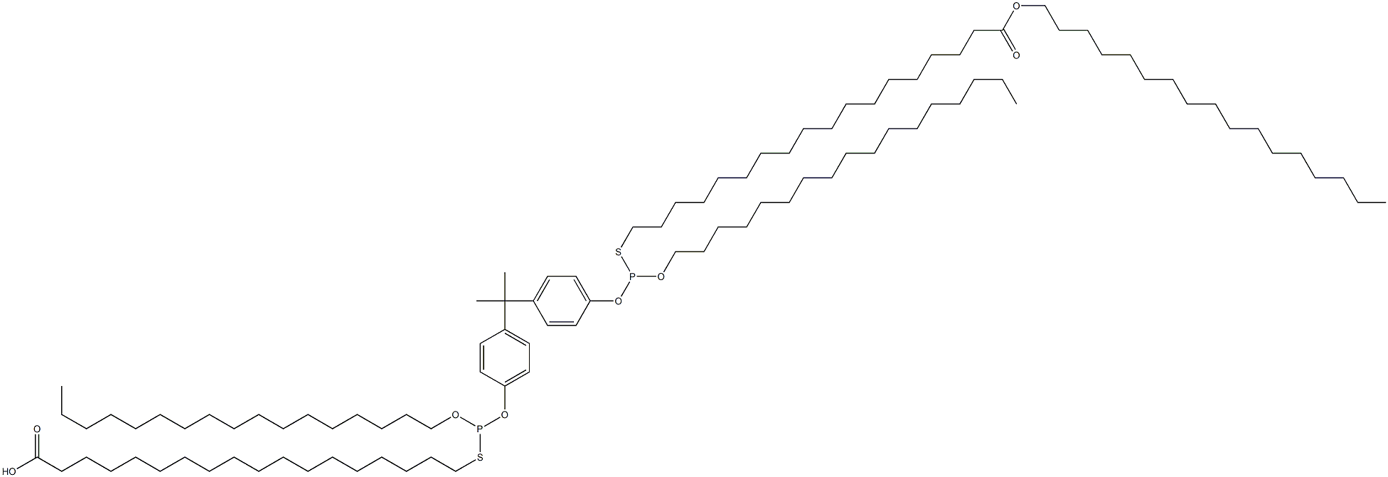 18,18'-[[Isopropylidenebis(4,1-phenyleneoxy)]bis[(heptadecyloxy)phosphinediylthio]]bis(octadecanoic acid heptadecyl) ester Structure