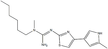 2-[Amino[methyl(hexyl)amino]methylene]amino-4-(2-methyl-1H-pyrrol-4-yl)thiazole,,结构式