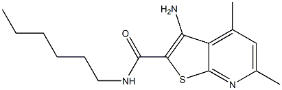 3-Amino-N-hexyl-4,6-dimethylthieno[2,3-b]pyridine-2-carboxamide 结构式