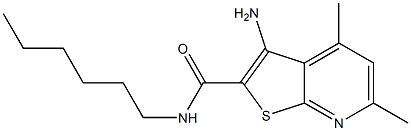 3-Amino-N-hexyl-4,6-dimethylthieno[2,3-b]pyridine-2-carboxamide,,结构式