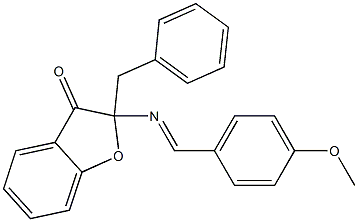 2-ベンジル-2-(p-メトキシベンジリデンアミノ)ベンゾフラン-3(2H)-オン 化学構造式