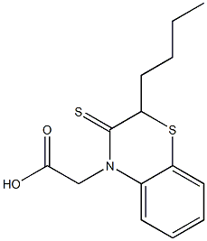 2-Butyl-2,3-dihydro-3-thioxo-4H-1,4-benzothiazine-4-acetic acid Struktur