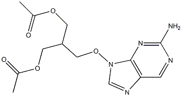 2-Amino-9-(3-acetyloxy-2-acetyloxymethylpropyloxy)-9H-purine Struktur