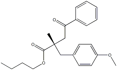 (S)-2-Methyl-2-(4-methoxybenzyl)-3-benzoylpropionic acid butyl ester Struktur