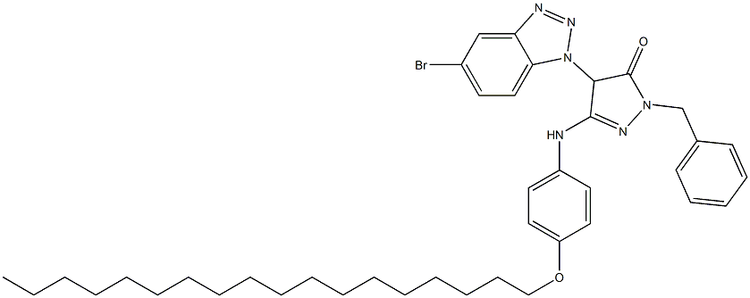 1-Benzyl-4-(5-bromo-1H-benzotriazol-1-yl)-3-[4-(octadecyloxy)anilino]-5(4H)-pyrazolone Struktur