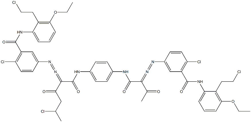 3,3'-[2-(1-Chloroethyl)-1,4-phenylenebis[iminocarbonyl(acetylmethylene)azo]]bis[N-[2-(2-chloroethyl)-3-ethoxyphenyl]-6-chlorobenzamide] Structure