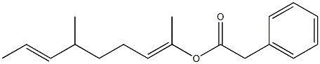 フェニル酢酸1,5-ジメチル-1,6-オクタジエニル 化学構造式