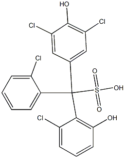 (2-クロロフェニル)(2-クロロ-6-ヒドロキシフェニル)(3,5-ジクロロ-4-ヒドロキシフェニル)メタンスルホン酸 化学構造式