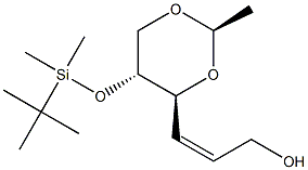 (2R,4S,5R)-4-[(Z)-3-ヒドロキシ-1-プロペニル]-2-メチル-5-[ジメチル(tert-ブチル)シロキシ]-1,3-ジオキサン 化学構造式