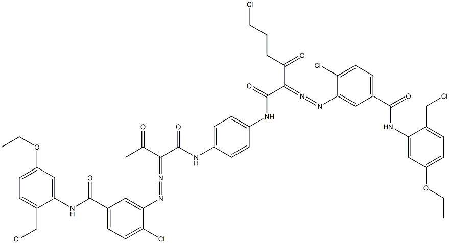 3,3'-[2-(2-Chloroethyl)-1,4-phenylenebis[iminocarbonyl(acetylmethylene)azo]]bis[N-[2-(chloromethyl)-5-ethoxyphenyl]-4-chlorobenzamide] Structure