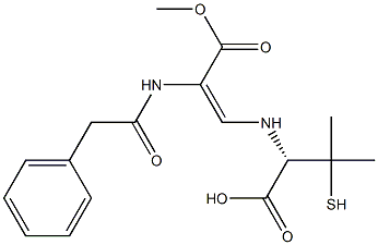 (2S)-3-Mercapto-3-methyl-2-[[(E)-2-[(phenylacetyl)amino]-2-(methoxycarbonyl)ethenyl]amino]butyric acid Struktur