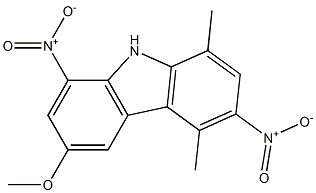 6-Methoxy-3,8-dinitro-1,4-dimethyl-9H-carbazole 结构式