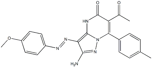 2-Amino-3-(4-methoxyphenylazo)-6-acetyl-7-(4-methylphenyl)pyrazolo[1,5-a]pyrimidin-5(4H)-one Structure