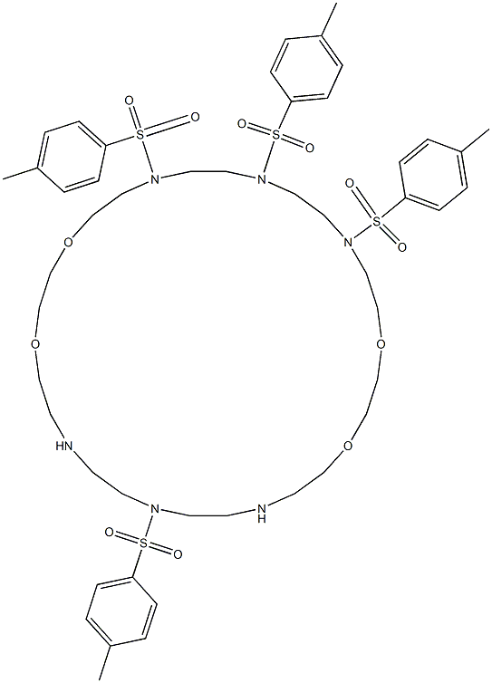7,10,13,25-Tetrakis[(4-methylphenyl)sulfonyl]-1,4,16,19-tetraoxa-7,10,13,22,25,28-hexaazacyclotriacontane Struktur