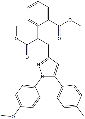 2-[2-(Methoxycarbonyl)phenyl]-3-[[1-(4-methoxyphenyl)-5-(4-methylphenyl)-1H-pyrazol]-3-yl]propanoic acid methyl ester Struktur