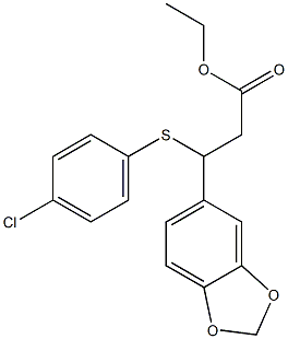 3-(1,3-Benzodioxol-5-yl)-3-(4-chlorophenylthio)propionic acid ethyl ester,,结构式