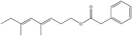 Phenylacetic acid 4,6-dimethyl-3,5-octadienyl ester Struktur