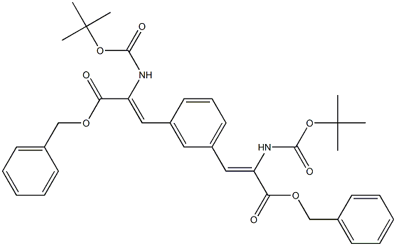 3,3'-(1,3-Phenylene)bis[2-[(tert-butoxy)carbonylamino]acrylic acid]dibenzyl ester,,结构式