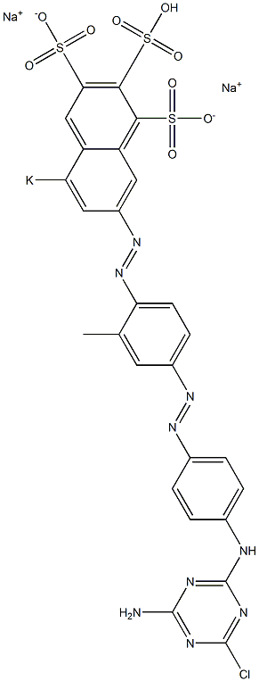 7-[4-[4-(4-アミノ-6-クロロ-1,3,5-トリアジン-2-イルアミノ)フェニルアゾ]-2-メチルフェニルアゾ]-1,3,5-ナフタレントリスルホン酸5-カリウム1,3-ジナトリウム 化学構造式