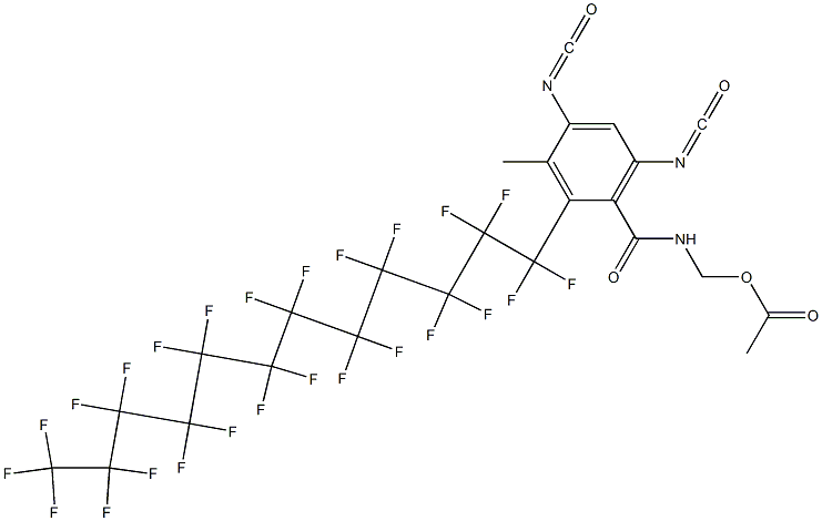 N-(アセチルオキシメチル)-2-(ペンタコサフルオロドデシル)-4,6-ジイソシアナト-3-メチルベンズアミド 化学構造式
