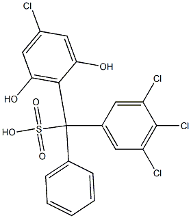 (4-クロロ-2,6-ジヒドロキシフェニル)(3,4,5-トリクロロフェニル)フェニルメタンスルホン酸 化学構造式