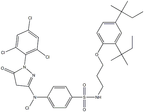 1-(2,4,6-Trichlorophenyl)-3-[N-chloro-4-[3-(2,4-di-tert-pentylphenoxy)propylsulfamoyl]anilino]-5(4H)-pyrazolone,,结构式