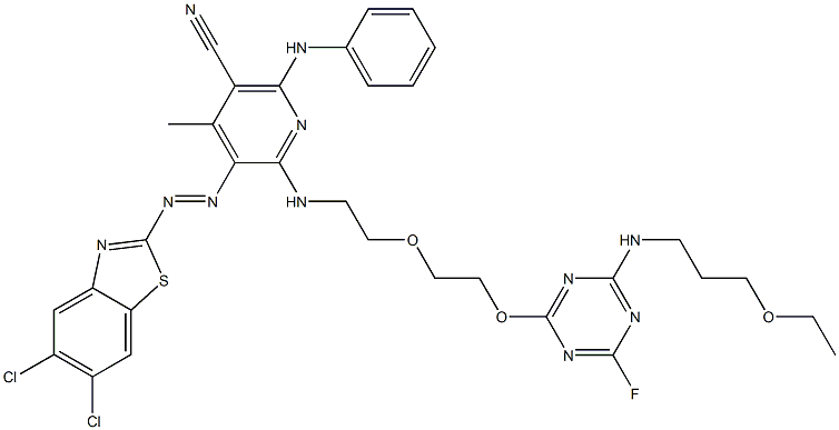 2-[6-Anilino-5-cyano-2-[2-[2-[4-(3-ethoxypropylamino)-6-fluoro-1,3,5-triazin-2-yloxy]ethoxy]ethylamino]-4-methyl-3-pyridylazo]-5,6-dichlorobenzothiazole