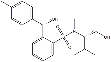 N-メチル-N-[(2S)-3-メチル-1-ヒドロキシブタン-2-イル]-2-[(S)-ヒドロキシ(p-トリル)メチル]ベンゼンスルホンアミド 化学構造式