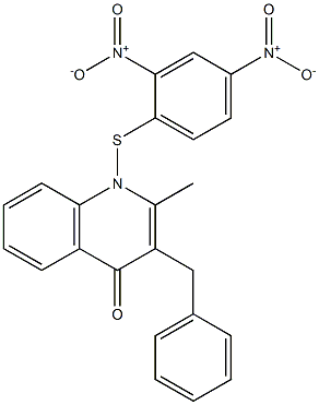 1-(2,4-Dinitrophenylthio)-3-benzyl-2-methyl-4(1H)-quinolone,,结构式