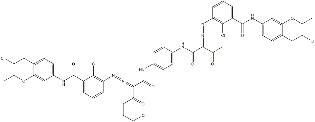 3,3'-[2-(2-Chloroethyl)-1,4-phenylenebis[iminocarbonyl(acetylmethylene)azo]]bis[N-[4-(2-chloroethyl)-3-ethoxyphenyl]-2-chlorobenzamide] Structure