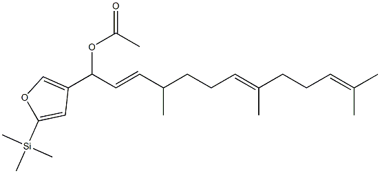 Acetic acid 1-[5-(trimethylsilyl)-3-furyl]-4,8,12-trimethyl-2,7,11-tridecatrienyl ester Structure