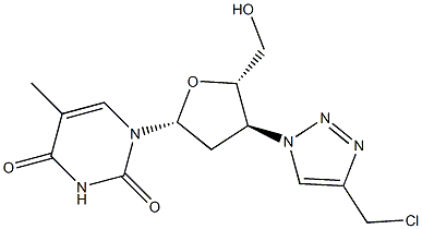 3'-(4-(クロロメチル)-1H-1,2,3-トリアゾール-1-イル)-3'-デオキシチミジン 化学構造式
