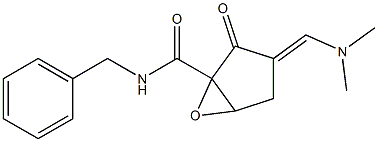 N-Benzyl-2-oxo-3-(dimethylaminomethylene)-1,5-epoxycyclopentane-1-carboxamide Struktur