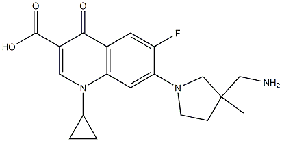 1-Cyclopropyl-6-fluoro-1,4-dihydro-4-oxo-7-(3-aminomethyl-3-methyl-1-pyrrolidinyl)quinoline-3-carboxylic acid Structure