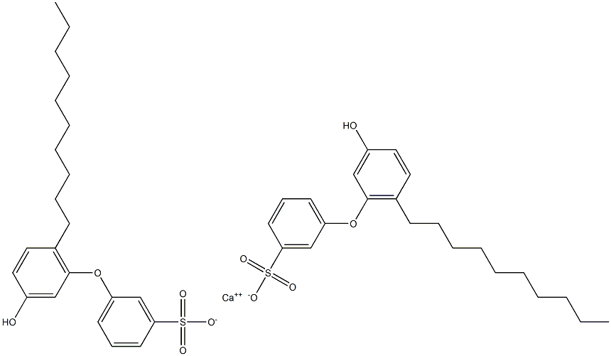 Bis(3'-hydroxy-6'-decyl[oxybisbenzene]-3-sulfonic acid)calcium salt,,结构式