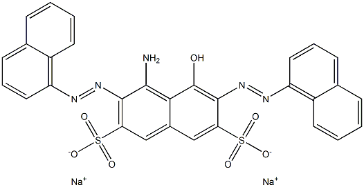 4-アミノ-5-ヒドロキシ-3,6-ビス[(1-ナフチル)アゾ]ナフタレン-2,7-ジスルホン酸二ナトリウム 化学構造式